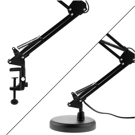 Lampka Biurkowa Kreślarska Stołowa E27 TOBI Czarna Lumiled + Uchwyt na Blat