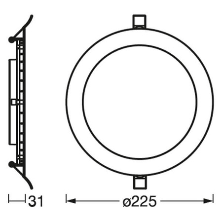 Panel LED Podtynkowy Oprawa Sufitowa DOWNLIGHT SLIM 22W 2000lm 3000K Ciepła 22.5cm LEDVANCE