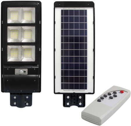 Lampa LED solarna uliczna czarna 270W 6000K zimna IP65 czujnik ruchu i zmierzchu + pilot