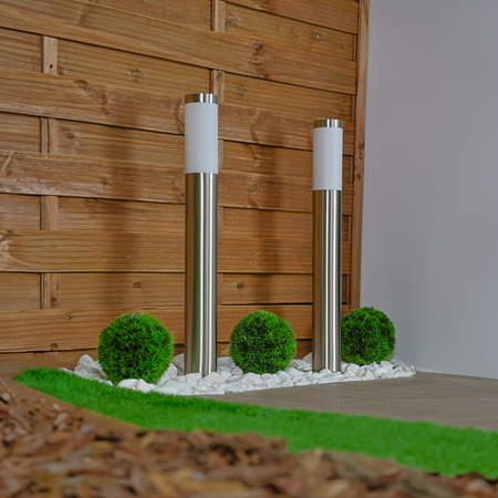 Lampa Ogrodowa Zewnętrzna E27 SREBRNY SŁUPEK 65cm z Czujnikiem Ruchu i Zmierzchu