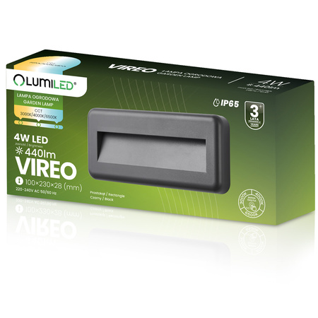 Lampa Ogrodowa Zewnętrzna Schodowa Kinkiet Elewacyjny CCT 3000-6500K LED 4W IP65 VIREO LUMILED