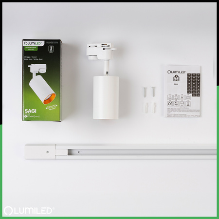 Zestaw Szyna Oświetleniowa Szynoprzewód 1m + 2x Reflektor Szynowy SAGI GU10 Biało Złoty LUMILED