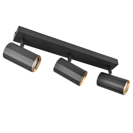 Oprawa Ścienno-Sufitowa Reflektor Punktowy 3x GU10 Czarna Złota NICEA Sanico Goldlux