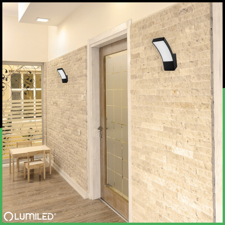 Lampa Elewacyjna LED Zewnętrzna Ścienna Czarna Kinkiet Ogrodowy 10W 4000K IP54 LOGIA LUMILED