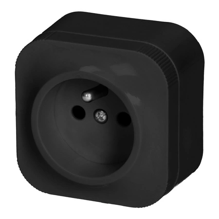 Gniazdo Pojedyncze Elektryczne Ścienne Natynkowe ToDo z Bolcem IP20 ORNO CZARNY