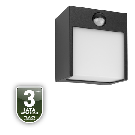 Lampa Ogrodowa Ścienna LED Kinkiet Elewacyjny Zewnętrzny PIR IP54 12W 3000K RUBUS LUMILED