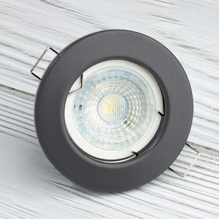 6x Oprawa HALOGENOWA Podtynkowa Stała Okrągła ARDALI Grafit Blacha MR16 GU10 LUMILED