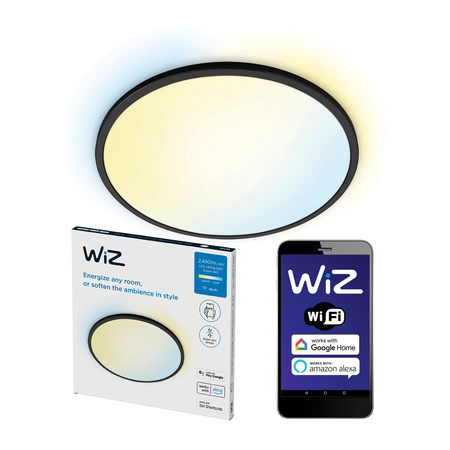 Plafon LED Lampa Sufitowa Natynkowa 22W CCT Czarny Okrągły SMART WiFi WiZ