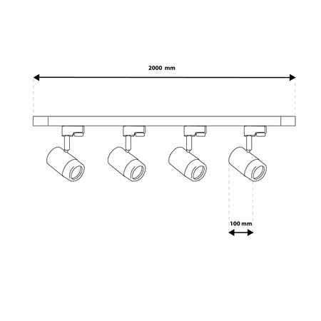 Zestaw Szyna Oświetleniowa Szynoprzewód 2m + 4x Reflektor Szynowy SAGI GU10 Biało Złoty LUMILED