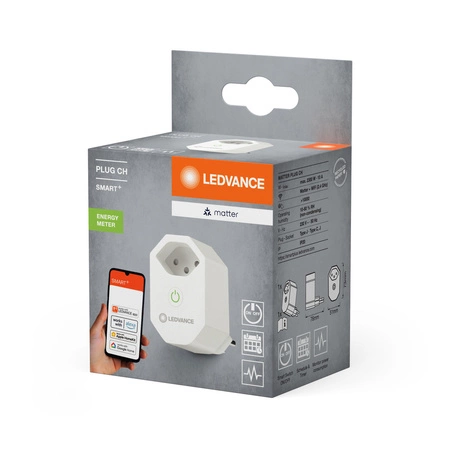 Inteligentne Gniazdko Sieciowe Wtyczka EU 230V 10A Licznik Energii SMART+ Matter Wifi Plug Ledvance