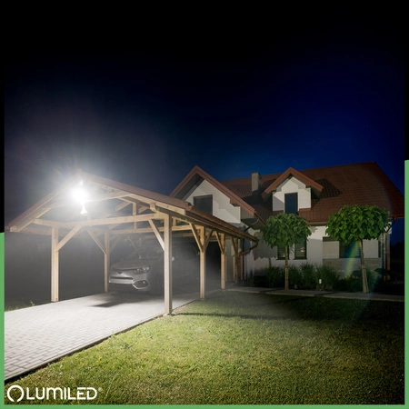 Naświetlacz LED AZZLER 20W 2400lm 4000K IP44 Halogen Zewnętrzny Lampa z Czujnikiem Ruchu Czarny LUMILED