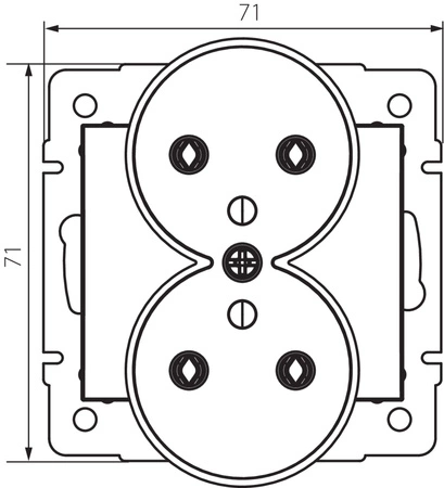 Gniazdo Sieciowe Zasilające Podwójne 16A Uziemienie Prostokątne Czarne LOGI Kanlux