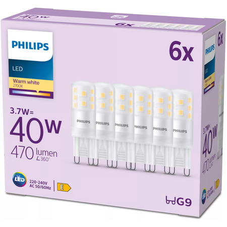 6x Żarówka LED G9 Kapsułka G9 3.7W = 40W 470lm 2700K Ciepła 320° EC Multipack Philips