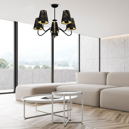 Lampa Wisząca Sufitowa HERMES Czarna Złota 5xE27 Milagro