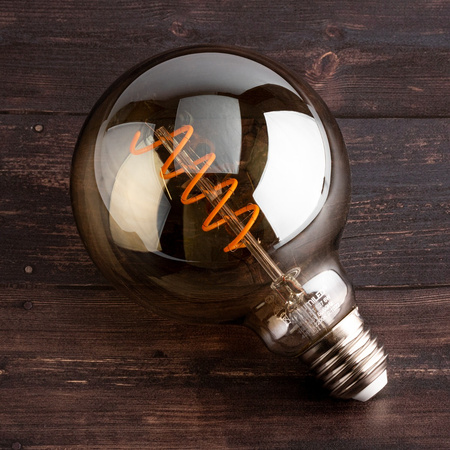 Zestaw 3x Żarówka Dekoracyjna Kulista LED E27 G95 6W = 50W 420lm 2200K Ciepła 360° Filament LUMILED GLOBE Smokey