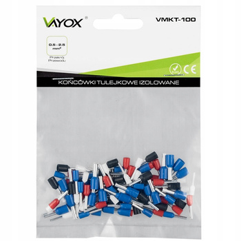 Końcówki Kablowe Konektory Izolowane Tulejkowe VMKT-100 VAYOX