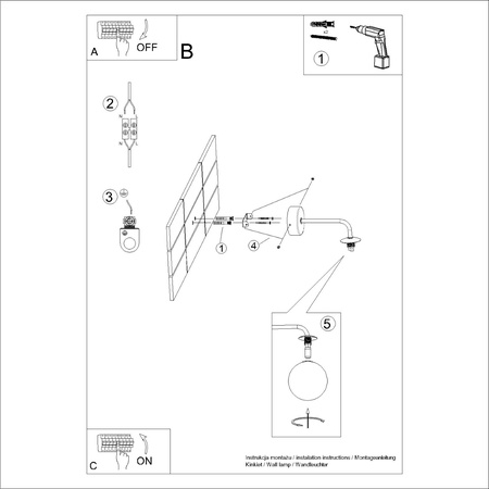 Lampa Ścienna Kinkiet 1x G9 Czarna Biała Astral French Sky SL.1661 Sollux