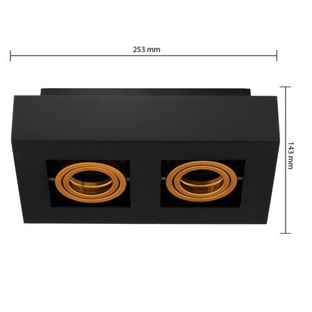 Oprawa Natynkowa HALOGENOWA Ruchoma 2x GU10 Prostokątna Czarna 85mm NEMO