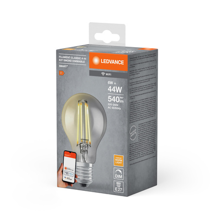 Żarówka LED E27 A60 6W = 44W 2500K Ciepła 540lm 300° Filament LEDVANCE SMART+ WIFI Ściemnialna