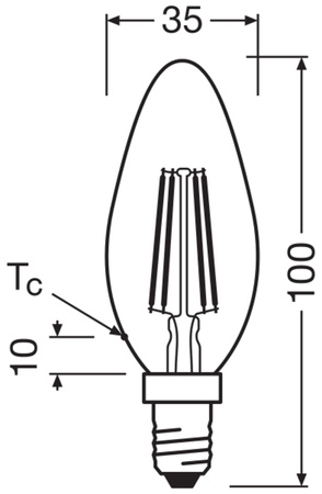 Żarówka LED B35 E14 Świeczka 4W = 40W 470lm 2700K Ciepła 300° Filament BASE Osram