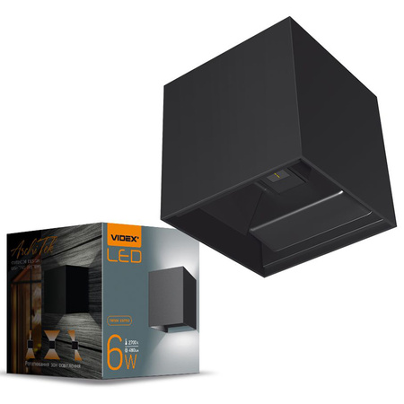 Kinkiet Ogrodowy Lampa Elewacyjna Zewnętrzna LED 6W 580lm 2700k Ciepła Czarna ERIC Videx