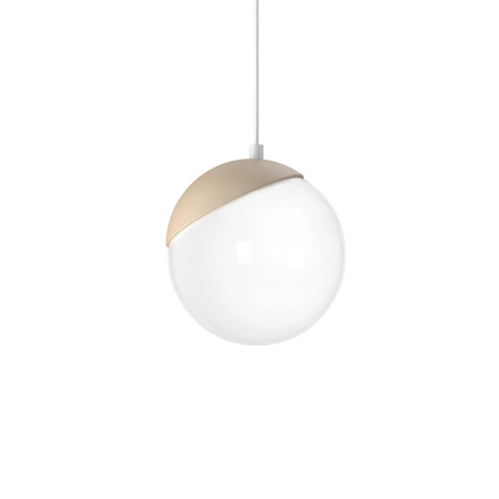 Lampa wisząca SFERA 1xE14 Białe Kule Drewniane Detale MLP5424 Milagro Metal + Drewno + Szkło