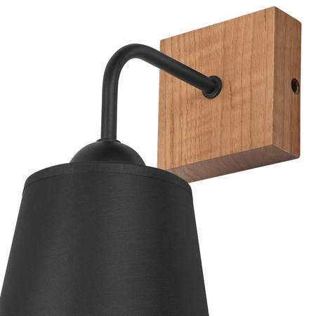 Lampa Ścienna Kinkiet LULA E27 Czarny Dębowy KM-1.200 Lamkur