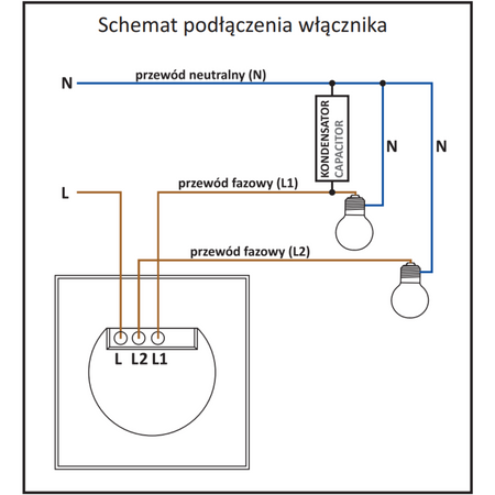 Włącznik Dotykowy Podwójny z Kondensatorem Czarny Tuya Smart WiFi Sanico Goldlux
