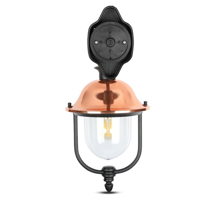 Lampa Ogrodowa Elewacyjna Kinkiet E27 Przezroczysty klosz Czarny mat VT-852 V-TAC