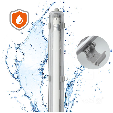 Zestaw Lampa Oprawa Hermetyczna Przemysłowa 1x120cm + Świetlówka LED T8 18W 4000K Neutralna IP65 Kobi