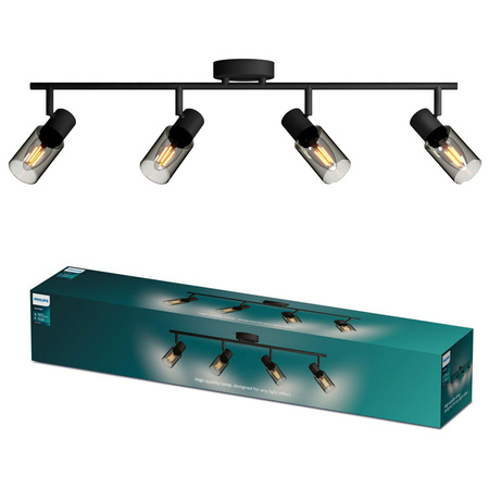 Lampa Sufitowa Reflektor 4x E14 Czarna Palms Philips