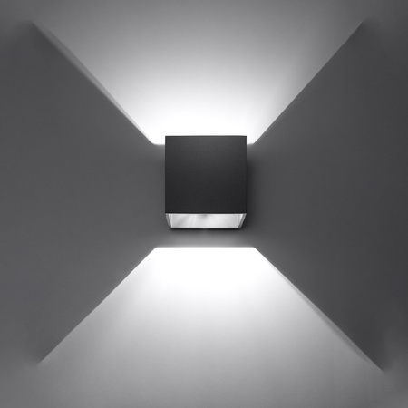 Lampa Ścienna Oprawa Natynkowa G9 Kwadratowa Czarna Nowoczesna Quad Sollux