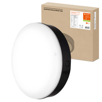 Lampa Zewnętrzna Sufitowa i Ścienna Kinkiet Elewacyjny LED 15W 1400lm 4000K IP65 Czarny z Czujnikiem Ruchu i Zmierzchu Surface Bulkhead Ledvance