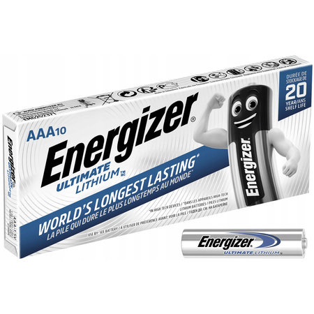 10x Baterie ENERGIZER ULTIMATE LITHIUM AAA LR03 1,5V Blister