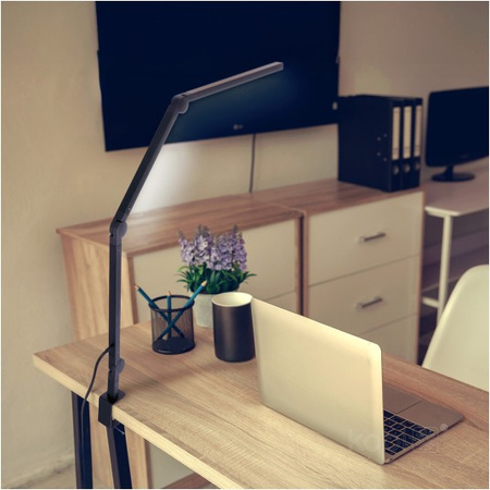 Lampka Biurkowa Stołowa LED 20W 800lm CCT 120° Czarna Tenuix Kobi