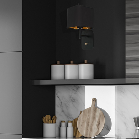 Lampa Ścienna Kinkiet NAPOLI Czarna Złota 1xE27 Milagro