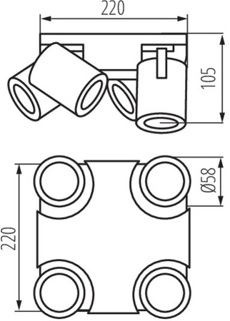 Oprawa lampa sufitowa LAURIN 4xGU10 czarna Kanlux
