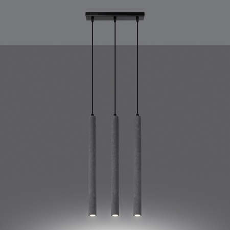 Lampa Sufitowa Wisząca Zwis 3x G9 Żyrandol Tubularna Szara Nowoczesna Pastelo Sollux