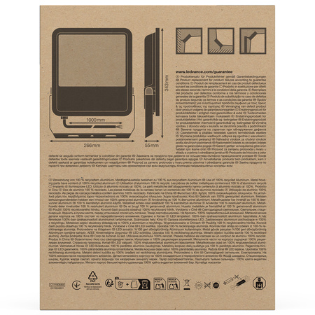 Naświetlacz LED Reflektor Zewnętrzny Lampa 125W 15000lm 4000K IP66 Czarny Floodlight Ledvance