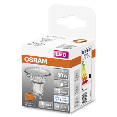 Żarówka LED PAR16 Reflektor GU10 4.3W = 50W 350lm 6500K Zimna 36° STAR Osram