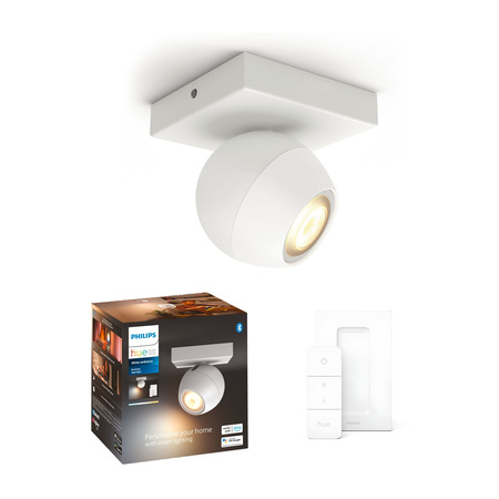 Lampa punktowa Kinkiet LED Spot Buckram Biały 5W CCT PHILIPS HUE Bluetooth + Przełącznik Dimmer Switch 