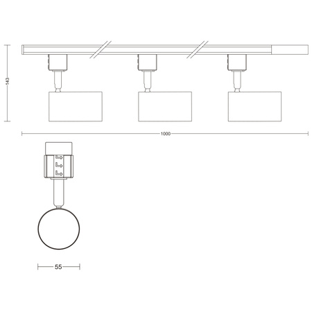 Zestaw Szynowy Lampa Sufitowa Szynoprzewód 1m + 3x Reflektor Szynowy LED GU10 Jednofazowy Biały EasyLink Zilo Philips