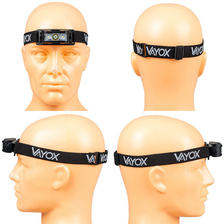 Latarka Czołowa Akumulatorowa 100lm 100LM LED + 2XLED 5 Trybów Pracy VAYOX