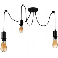 Lampa wisząca sufitowa PAJĄK 3 ramiona oprawy na klosze 3x E27 czarna styl industrialny loft