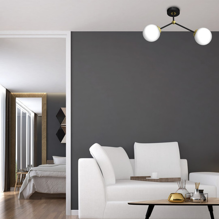Lampa Sufitowa JOY Czarna Złota 2xE14 Milagro