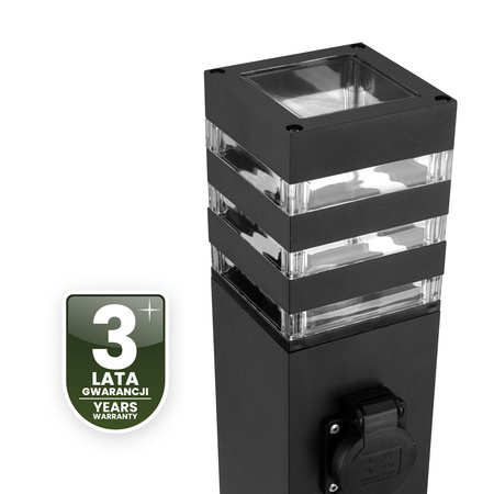 Lampa Ogrodowa Słupek Zewnętrzny Stojący E27 LED z Gniazdem TAXUS 2 80cm LUMILED
