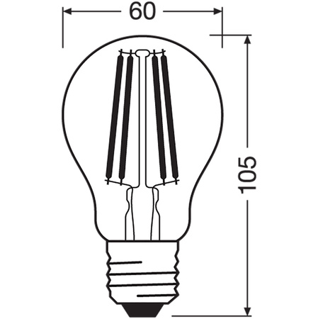 2x Żarówka LED A60 E27 11W = 100W 1521lm 2700K Ciepła 300° Retrofit Filament CLASSIC Osram