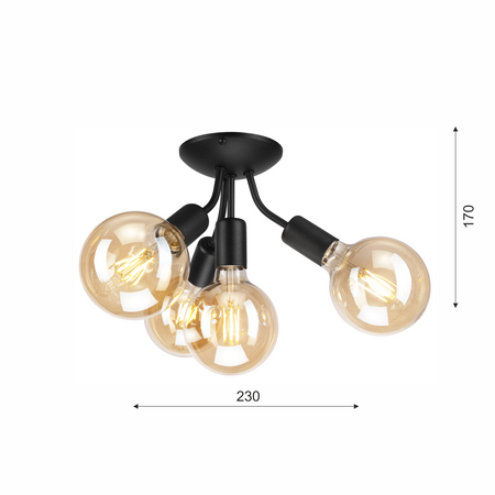 Lampa Sufitowa VIGGO 4xE27 Czarna LM-4.122 Lamkur