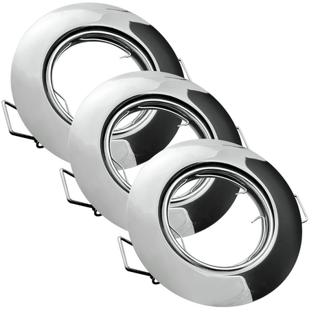 Zestaw 3x Oprawa halogenowa ruchoma GOLDLUX (Polux) okrągła chrom + żarówka LED GU10 3,5W