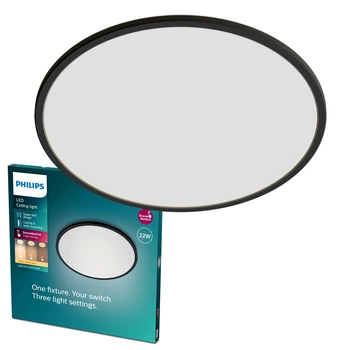 Lampa Sufitowa Plafon LED 22W 2000lm 2700K SceneSwitch Czarna Super Slim CL550 Philips